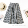 Women Black-and-white Checks Chiffon Skirt Casual Dresses